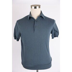 $750 Loro Piana Silk Polo Shirt SZ S Blue-Green LNWOT